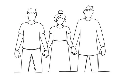 A group of humans holding hands Illustrazione stock