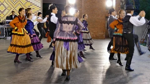 Group of Hungarian dancers Stock Footage 85840336