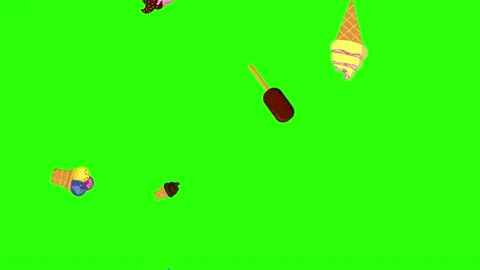 Group of ice cream animation on green screen, decorative flat design Vidéo 151553302