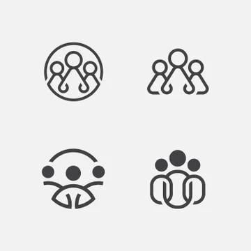 Group icon linear design, team work icon,people icon vector Stock Illustration