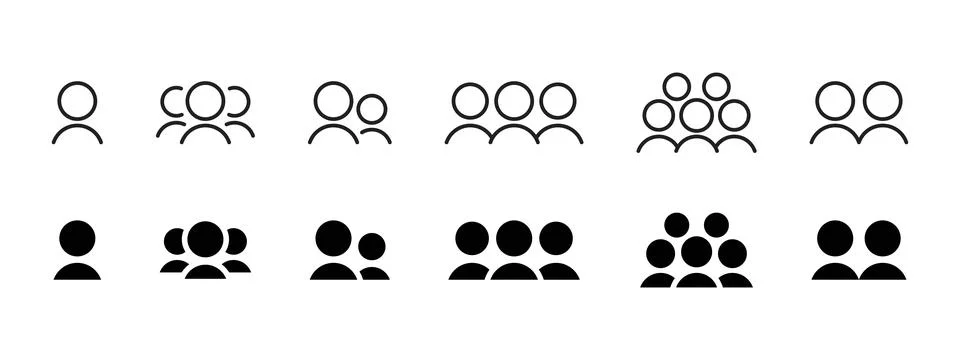 Group icon. Multiple people figures showing teamwork vector illustration. C.. Stock Illustration