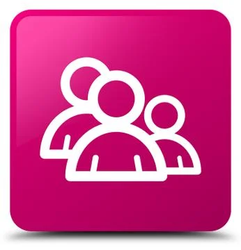 Group icon pink square button Stock Illustration