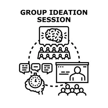 Group ideation session concept developing new ideas Stock Illustration