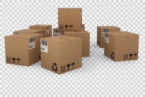Group of illustrated cardboard boxes Stock Illustration