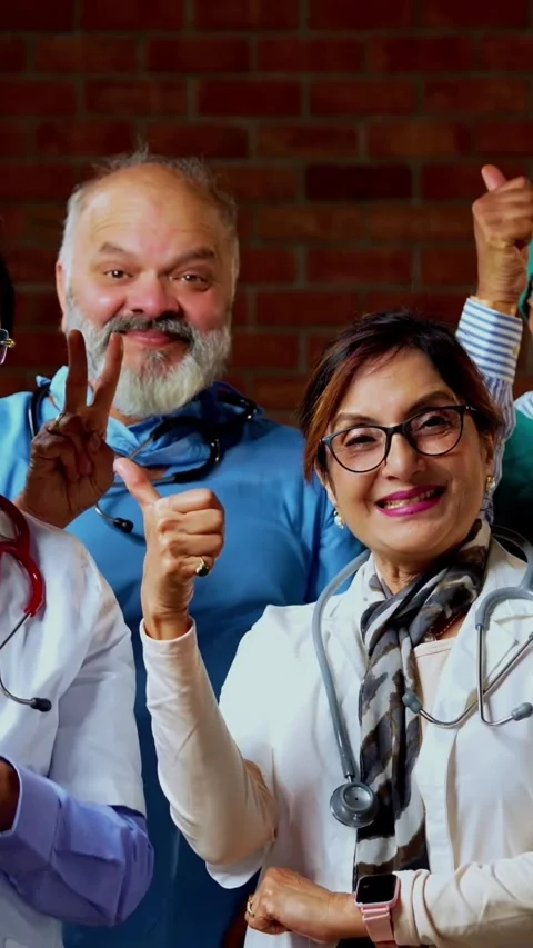 Group of indian doctors and surgeons discussing case in hispital while standing Stock Footage 342803827