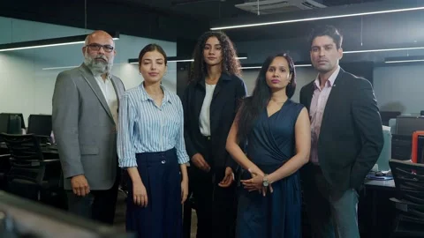 Group of Indian mixed Gender corporate people with folded arms looking at camera Stock Footage 194472964