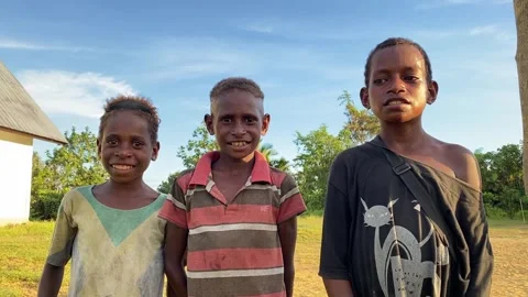 Group of Indigenous Children Standing Together Stock Footage 321536601