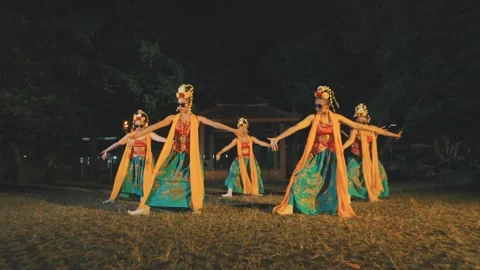 Group of Indonesian Dancers Performing Synchronized Routine with Sunglasses at N Video stock 247234642