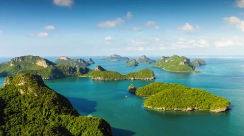 Group of islands view from mountain time lapse Stock Footage 63127692