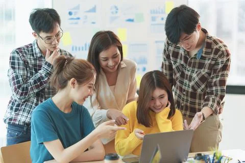 Group of IT consultant working by digital tablet and management big data and Stock Photos