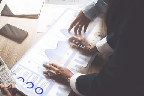 Group of IT consultant working by interface ui and management big data and Stock Photos