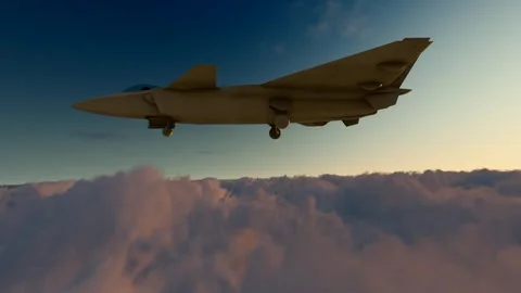 A group of J-20 fighter jets flying in the clouds Stock Footage 318564398
