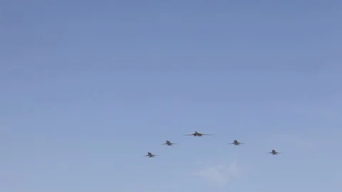 Group of jet aircraft. Stock Footage 89579865