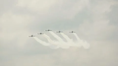 Group of jet fighter fly in sky Stock Footage 7747669