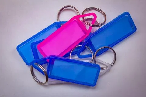 Group of key chains with tag option. Stock Photos
