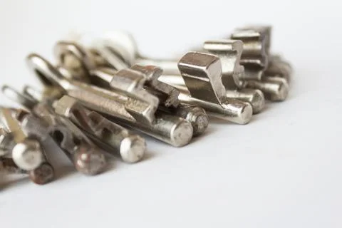 Group of keys macro on white background Stock Photos