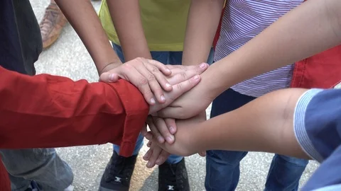 Group of Kid hands touch each other on together 스톡 동영상 89136109
