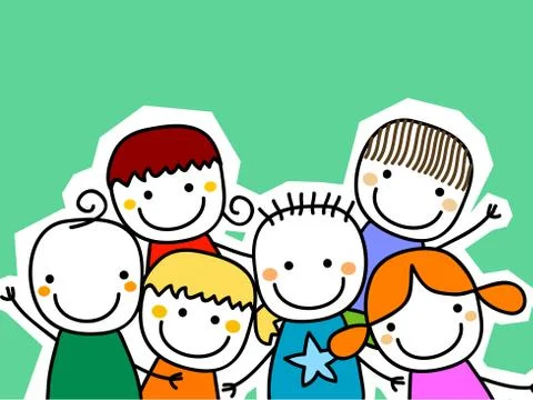 Group of kids card Stock Illustration