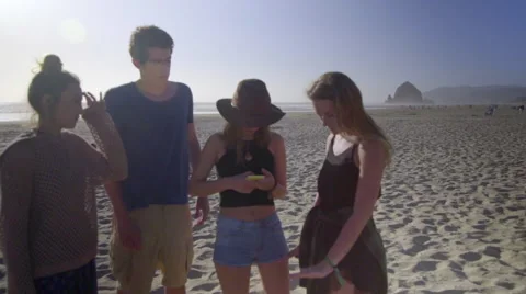 Group of kids standing at the beach Stock Footage 53060271