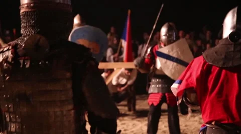 Group of knights in tournament Stock-Footage 56030353
