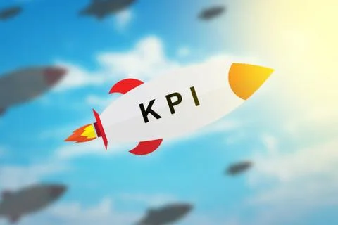 Group of KPI or key performance indicator flat design rocket イラスト素材