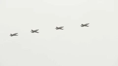 Group of L-39 fly by Stock Footage 72921120