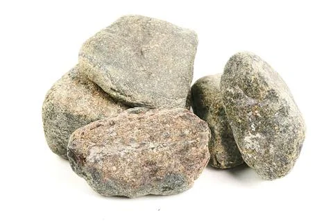 Group of large gray rocks on white background Stock Photos