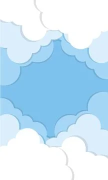 Group of layered clouds Paper art style Vector Stock Illustration