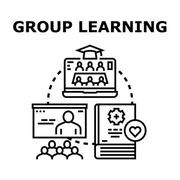 Group learning online education and knowledge sharing Stock Illustration