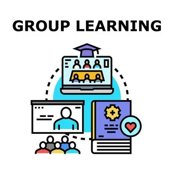 Group learning online education and knowledge sharing Stock Illustration