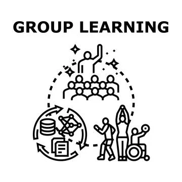 Group learning process developing and sharing knowledge Stock Illustration