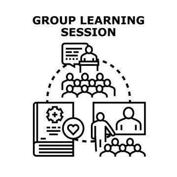 Group learning session vector concept illustration process Stock Illustration
