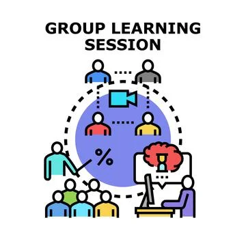 Group learning session vector concept illustration design Illustrazione stock