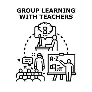 Group learning with teachers online and offline training Stock Illustration