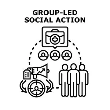 Group led social action vector concept illustration Stock-Illustration