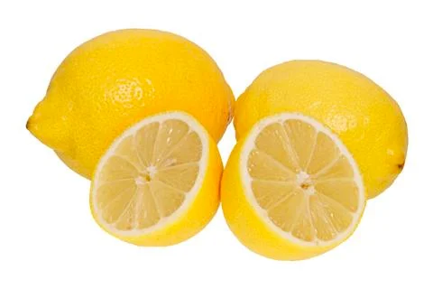 Group of lemons on white background Stock Photos