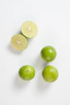 Group of lemons on white table Stock Photos