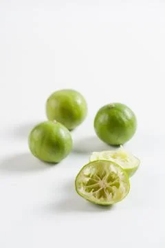 Group of lemons on white table Stock Photos
