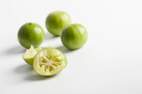 Group of lemons on white table Stock Photos
