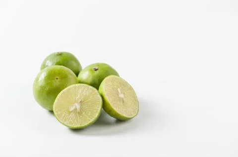 Group of lemons on white table Stock Photos