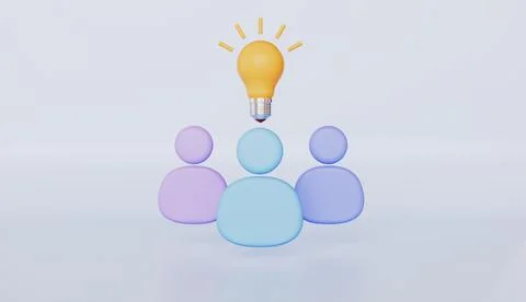 Group with light bulb, idea generation and innovative thinking Stock Illustration