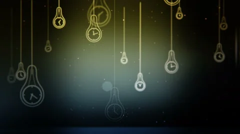 Group of light bulb shapes with clock symbol animation Stock Footage 63302129