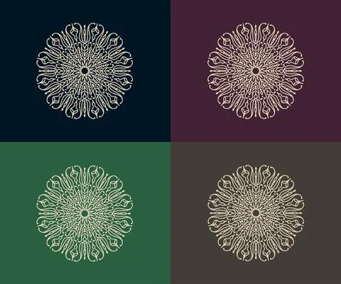 Group of light color round gradient Mandalas Stock Illustration