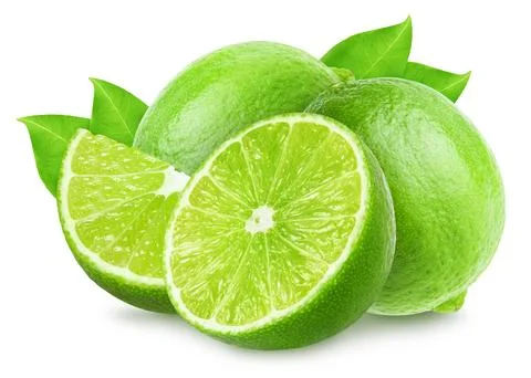 Group of lime fruit isolated on white, clipping path Stock Photos