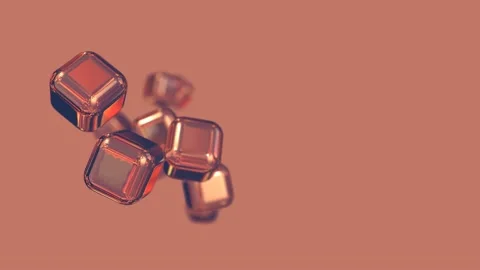 A group of liquid cubes fly on neutral background 3D 4K loop-able animation Stock Footage 204803579