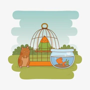 Group of little mascots characters Stock Illustration