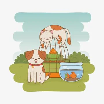 Group of little mascots characters Stock Illustration