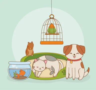 Group of little mascots characters Stock Illustration
