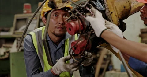 Group of machine technicians are profession inspect the electrical equipment Stock Footage 177413111