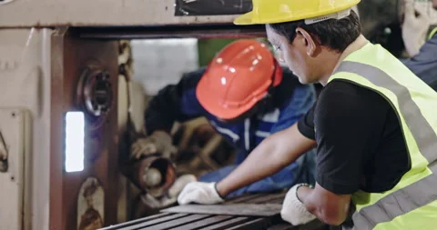 Group of machine technicians are profession inspect the electrical equipment Stock Footage 209259576